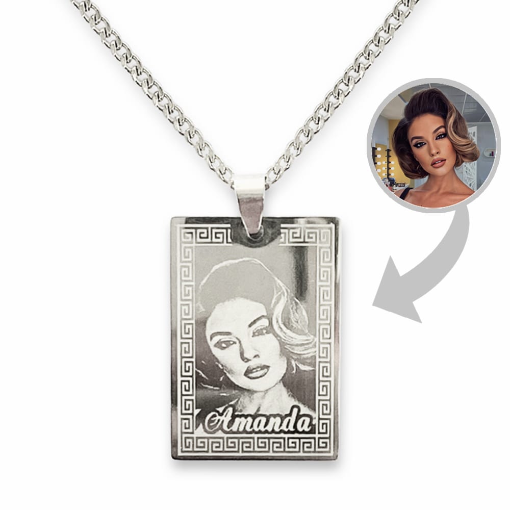(Recentagle) Engravable Necklace - Silver-plated SS 316L / M-505